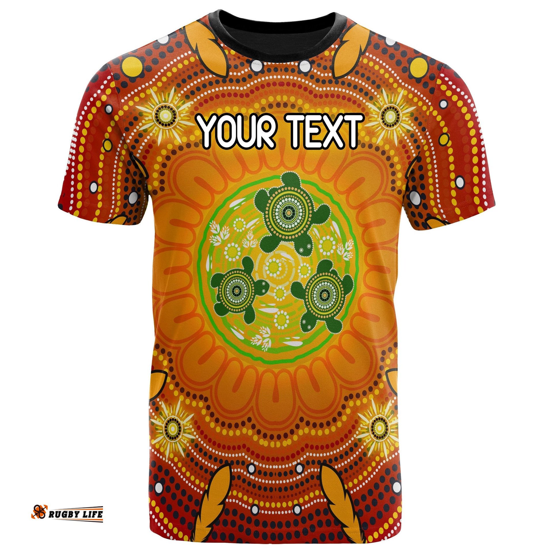 Custom Text Aboriginal Kid T-Shirt - Turtle Circle Dot Painting Art