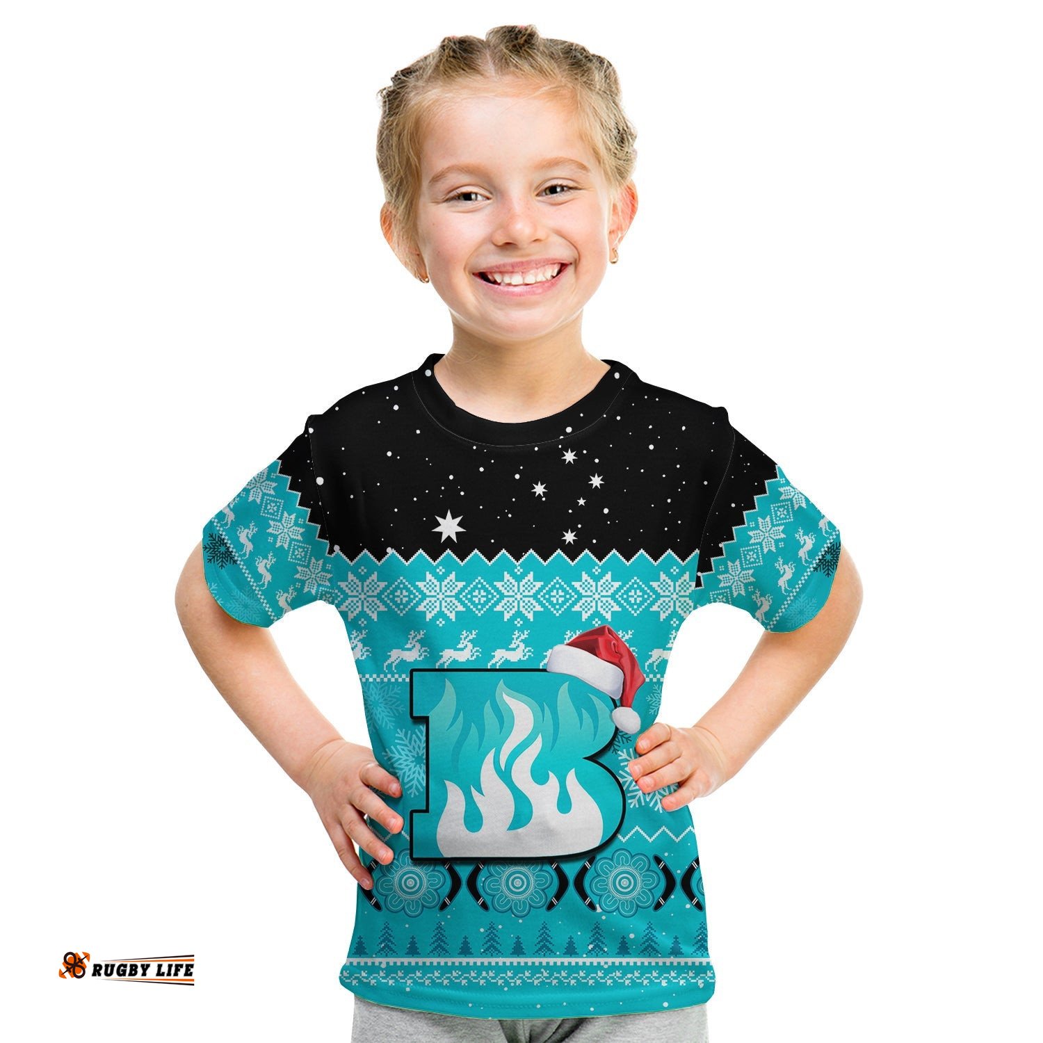 Brisbane Heat Cricket T Shirt KID Aboriginal Merry Christmas