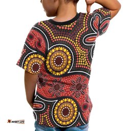 Custom Aboriginal T-Shirt Kid - Indigenous Circle Dot Painting Style-