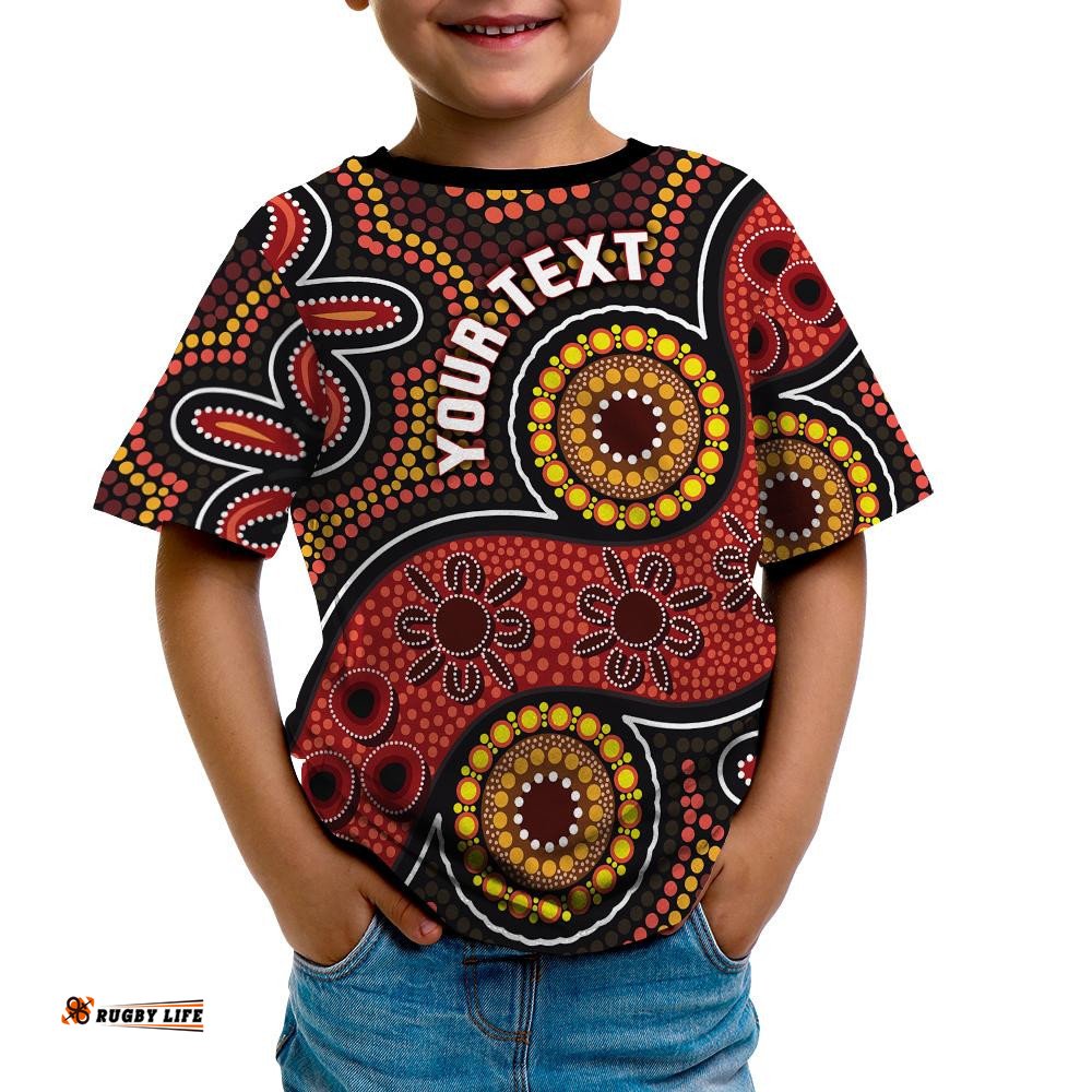 Custom Aboriginal T-Shirt Kid - Indigenous Circle Dot Painting Style-