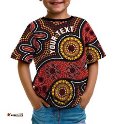 Custom Aboriginal T-Shirt Kid - Indigenous Circle Dot Painting Style-