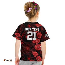 Renegades Cricket Never Forget Custom Kid T Shirt ANZAC Day with Poppy Aboriginal