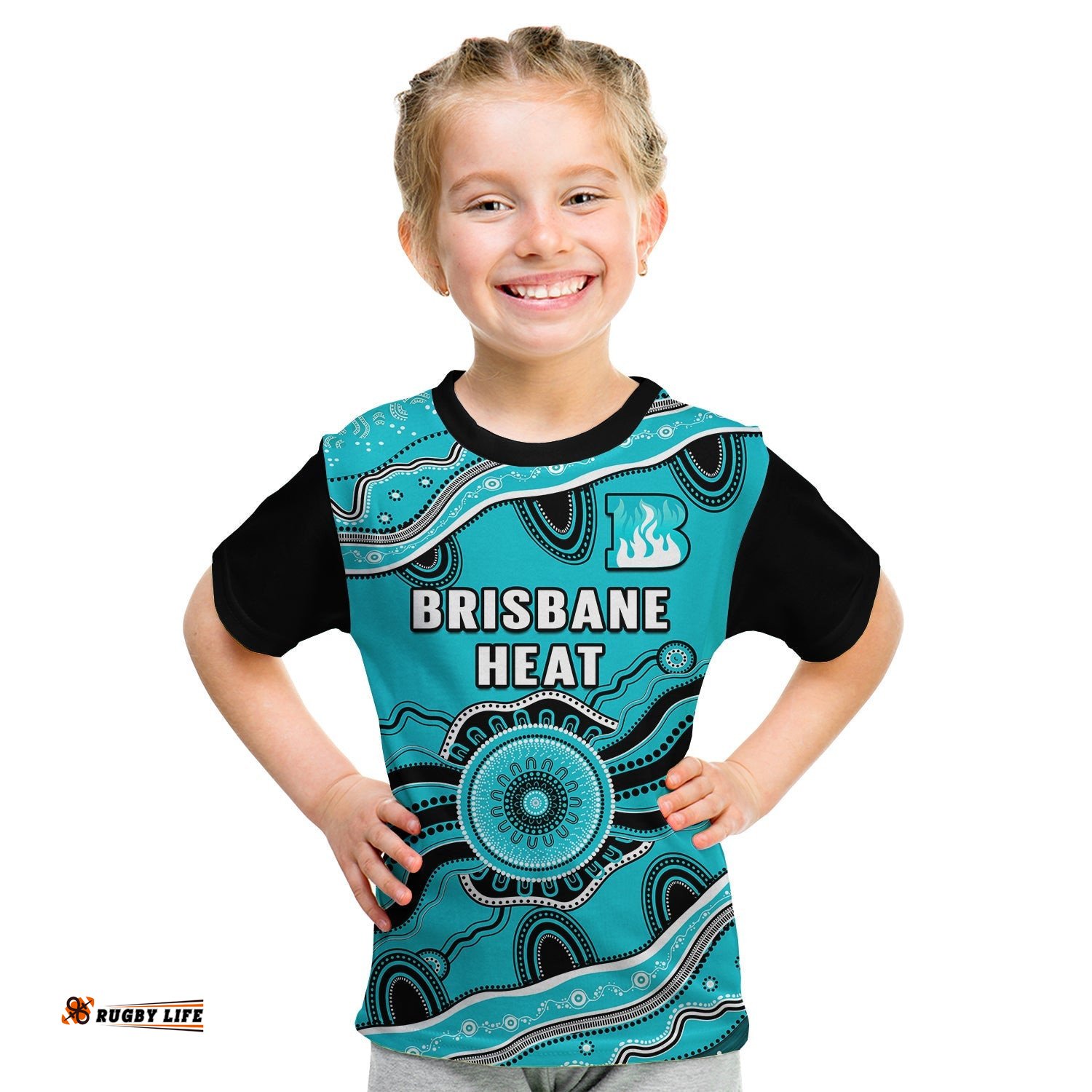 Brisbane Heat Cricket T Shirt KID Aboriginal Painting
