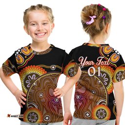 Custom Personalised Aboriginal T Shirt KID Sun Rise Indigenous Vibes