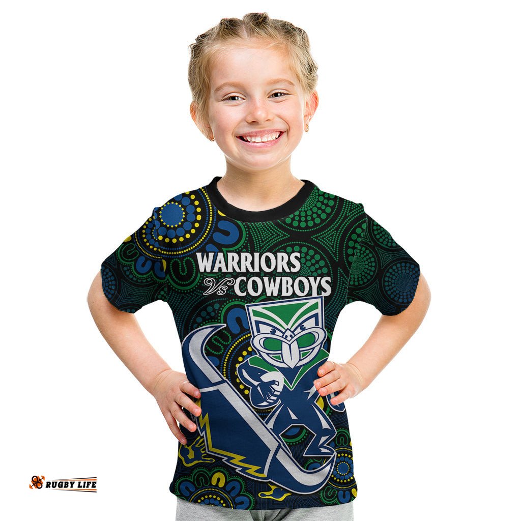 NRL Combine Warriors and Cowboys Kid T Shirt Aboriginal