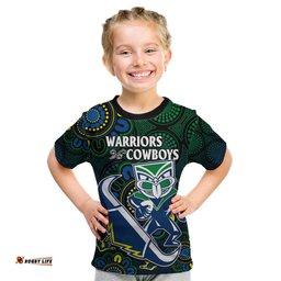 NRL Combine Warriors and Cowboys Kid T Shirt Aboriginal