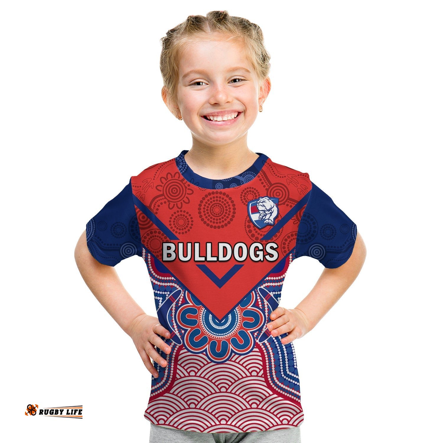 Bulldogs Football T Shirt KID Western Doggies Aboriginal Art