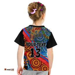 Custom Text and Number Australia Lizard and Sun T Shirt KID Aboriginal Art Speical
