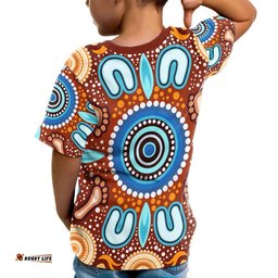 Aboriginal T-Shirt Kids - Indigenous Circle Dot Painting Ver02