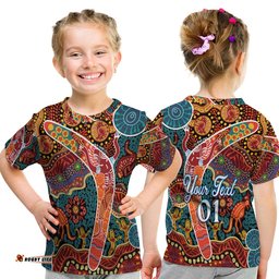 Custom Personalised Aboriginal Boomerang T Shirt KID Indigenous