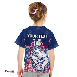 Custom Text And Number Bulldogs Football T Shirt KID Western Doggies Aboriginal Art