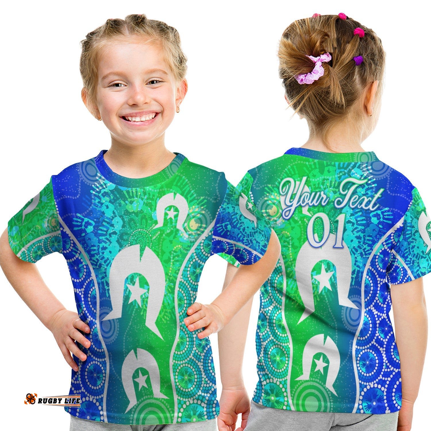 Custom Personalised Aboriginal Torres Strait Islands T Shirt KID Flag Vibes