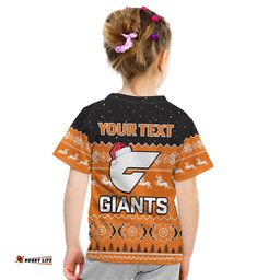 Custom Personalised Greater Western Sydney Football T Shirt KID Giants Aboriginal Merry Christmas