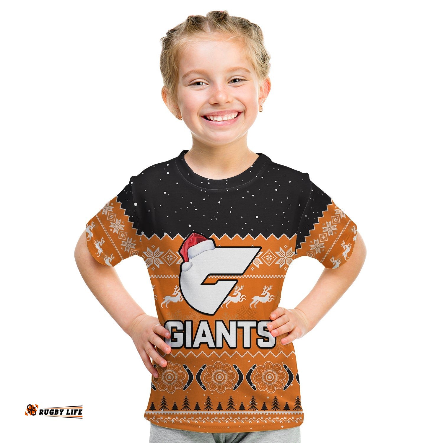 Custom Personalised Greater Western Sydney Football T Shirt KID Giants Aboriginal Merry Christmas