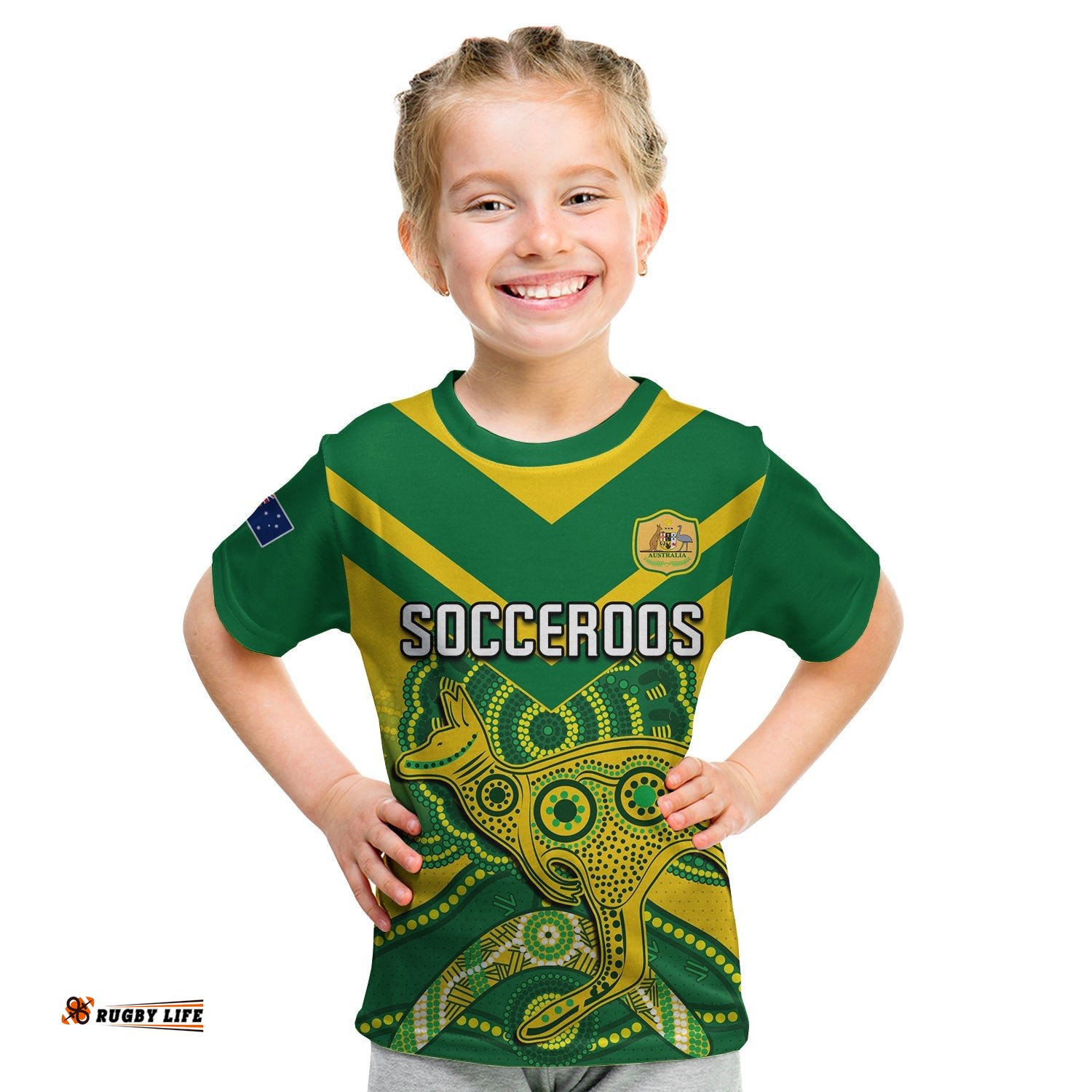 Australia Soccer T Shirt KID Champions Aboriginal Kangaroos World Cup Football Socceroos