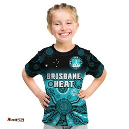 Custom Text And Number Brisbane Heat T Shirt KID Gradient Aboriginal Dot Painting
