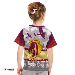 Custom Personalised Broncos Anzac Day T Shirt KID Aboriginal Lest We Forget Ver.02
