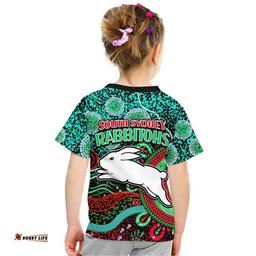 Rabbitohs Rugby Kid T Shirt Aboriginal Dots Verion