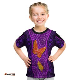 Custom Personalised Aboriginal Dot T Shirt KID Butterfly Natural Beauty