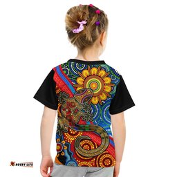 Australia Lizard and Sun T Shirt KID Aboriginal Art Speical