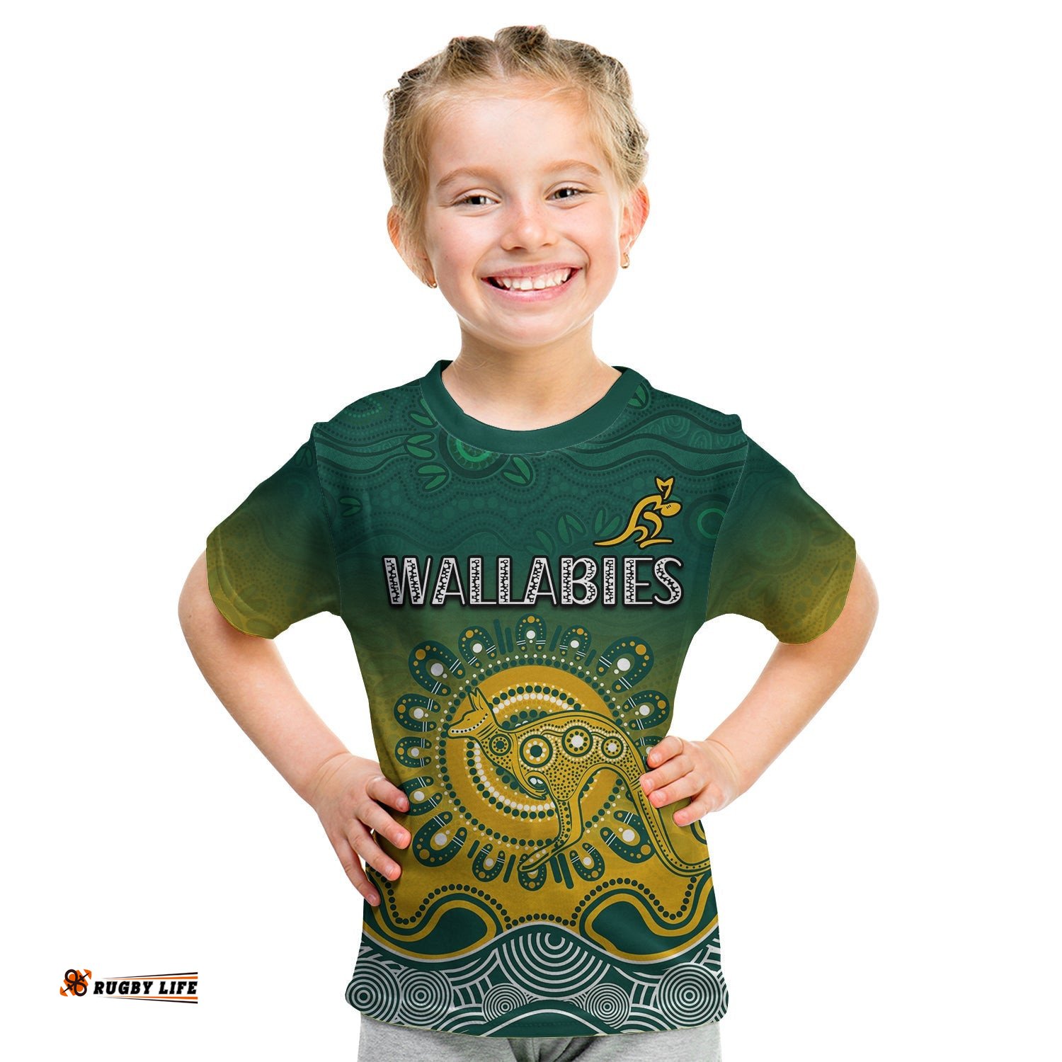 Wallabies Rugby Australia T Shirt KID Aboriginal