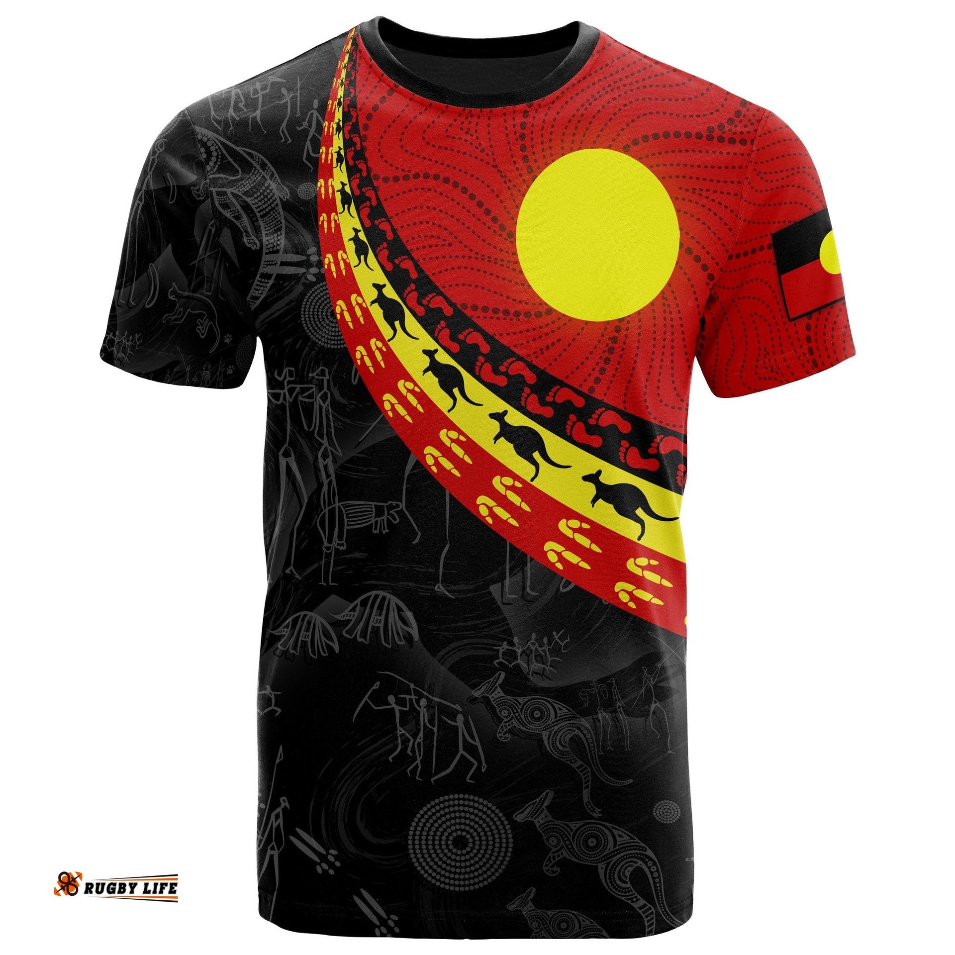 Kid Aboriginal T-Shirts, Indigenous Flag Circle Dot Painting