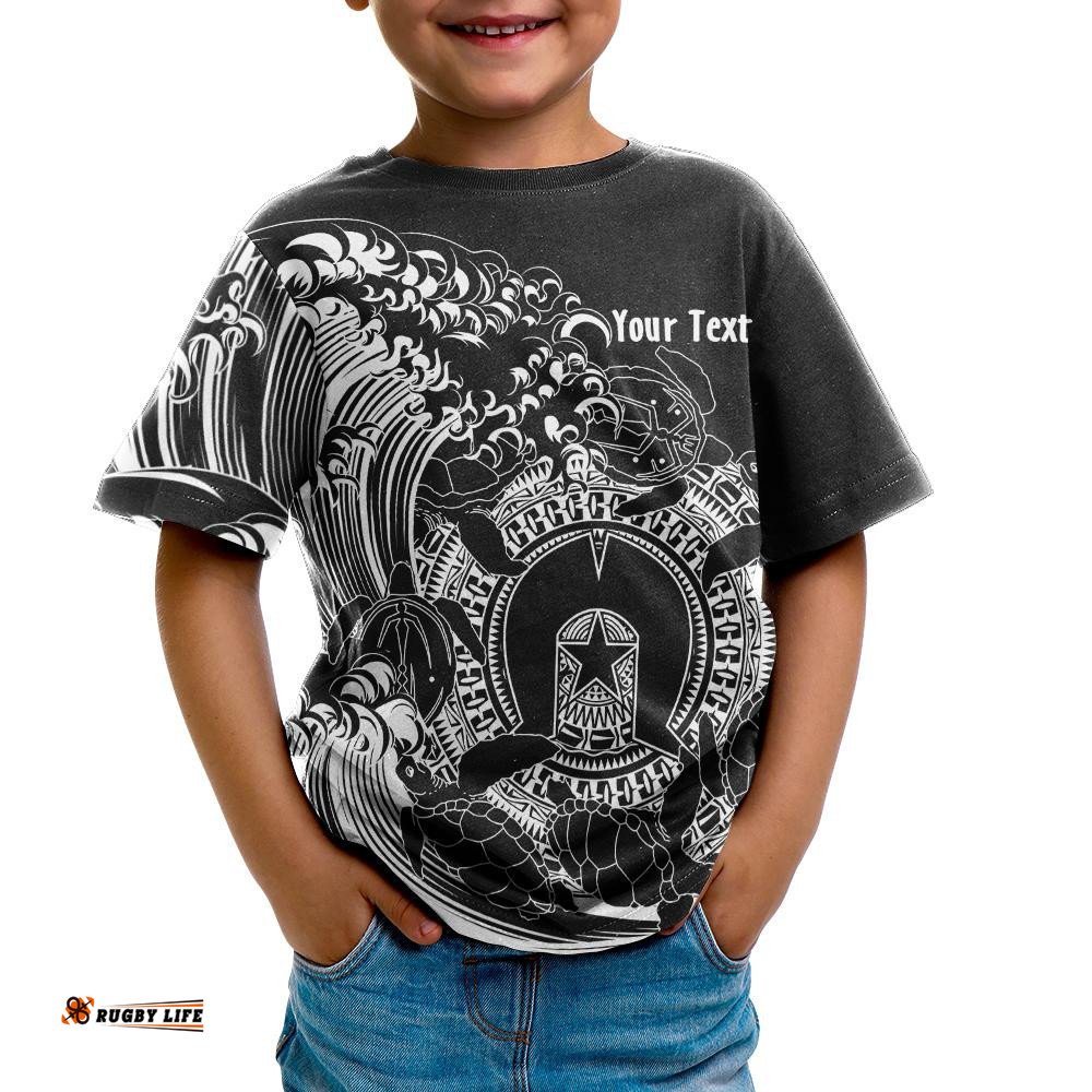 CustomAboriginal T-Shirt Kids, Torres Strait Islands in Wave Black