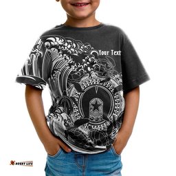 CustomAboriginal T-Shirt Kids, Torres Strait Islands in Wave Black