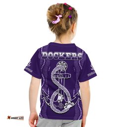Dockers Football T Shirt KID Fremantle Anchor Mix Aboriginal Pattern Dynamic Style