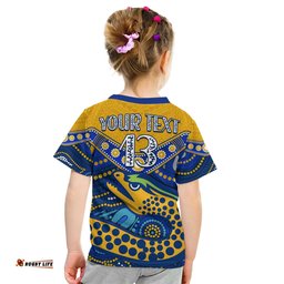Custom Text and Number Eels Rugby T Shirt KID Aboriginal and Polynesia Parramatta