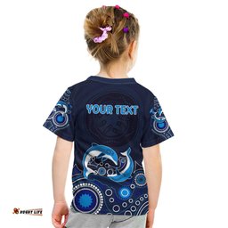 Australia Aboriginal Kid T Shirt Dolphin Dark Blue
