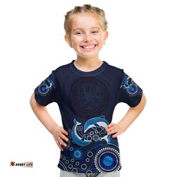 Australia Aboriginal Kid T Shirt Dolphin Dark Blue