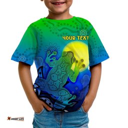 CustomAboriginal T-Shirts Kid - Indigenous Frog Blue