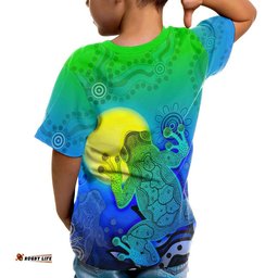 CustomAboriginal T-Shirts Kid - Indigenous Frog Blue
