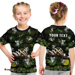 Custom Personalised Australia T Shirt KID Aboriginal Golden Wattle Mix Koala and Sydney Opera House
