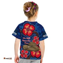 Australia ANZAC T Shirt KID Lest We Forget Camouflage Mix Aboriginal Poppies And Slouch Hat