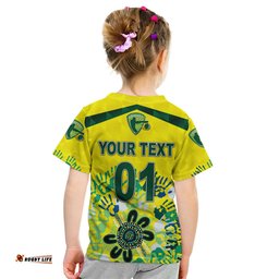 Custom Personalised Australia Cricket Kid T Shirt Aboriginal Style Unique - Yellow
