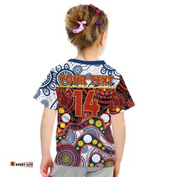 Custom Text And Number Roosters Rugby T Shirt KID Easts 1908 Aboriginal Artsy Premiers
