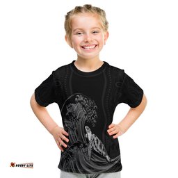 Custom Personalised Torres Strait Islands T Shirt KID The Dhari Mix Aboriginal Turtle Version Black