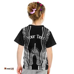Custom Personalised Torres Strait Islands T Shirt KID The Dhari Mix Aboriginal Turtle Version Black