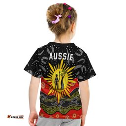 Aboriginal Flag T Shirt KID Energetic Aussie