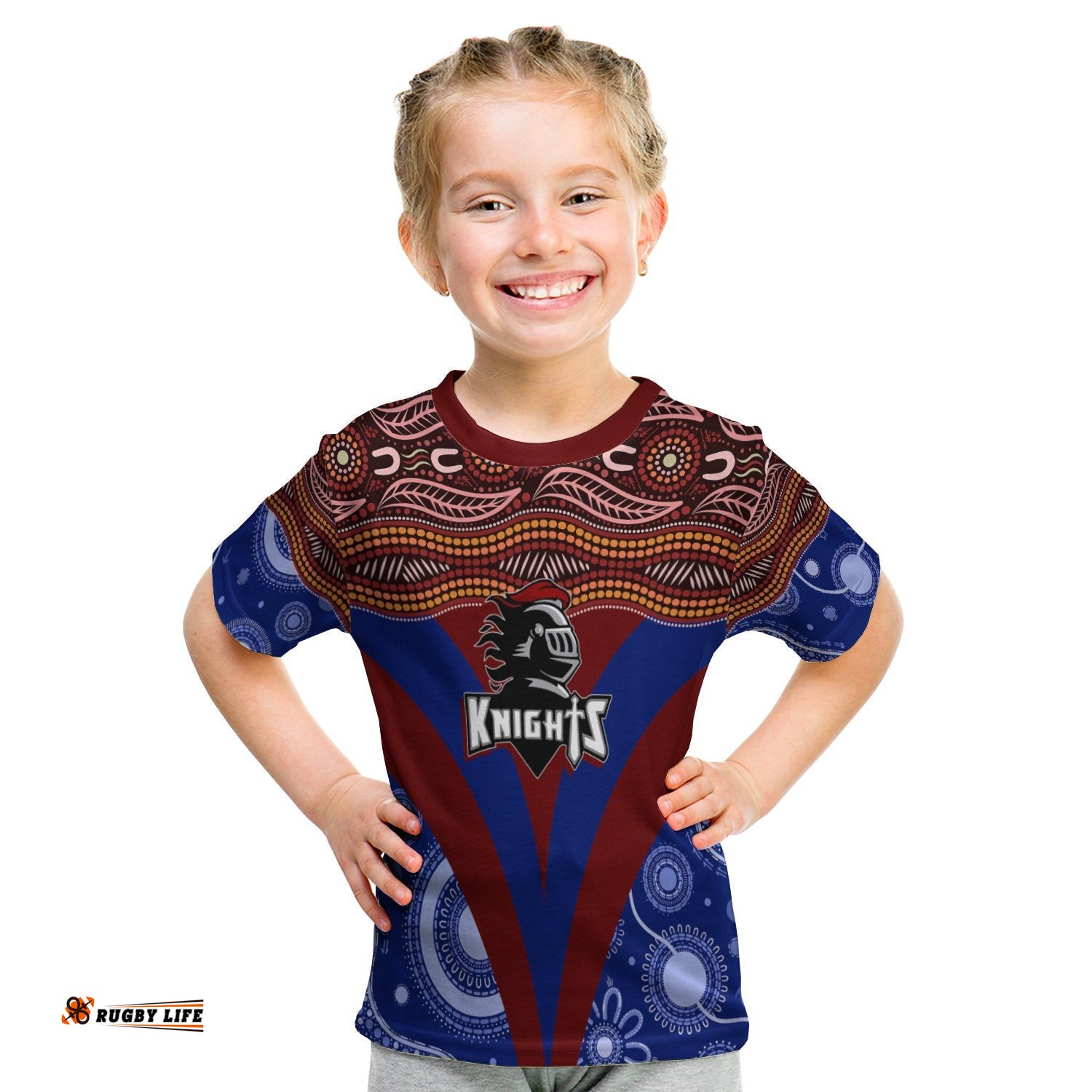 Newcastle Knights Christmas Rugby Aboriginal Art KID T-Shirt