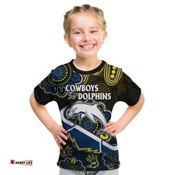 NRL Combine Dolphins and Cowboys Kid T Shirt Aboriginal