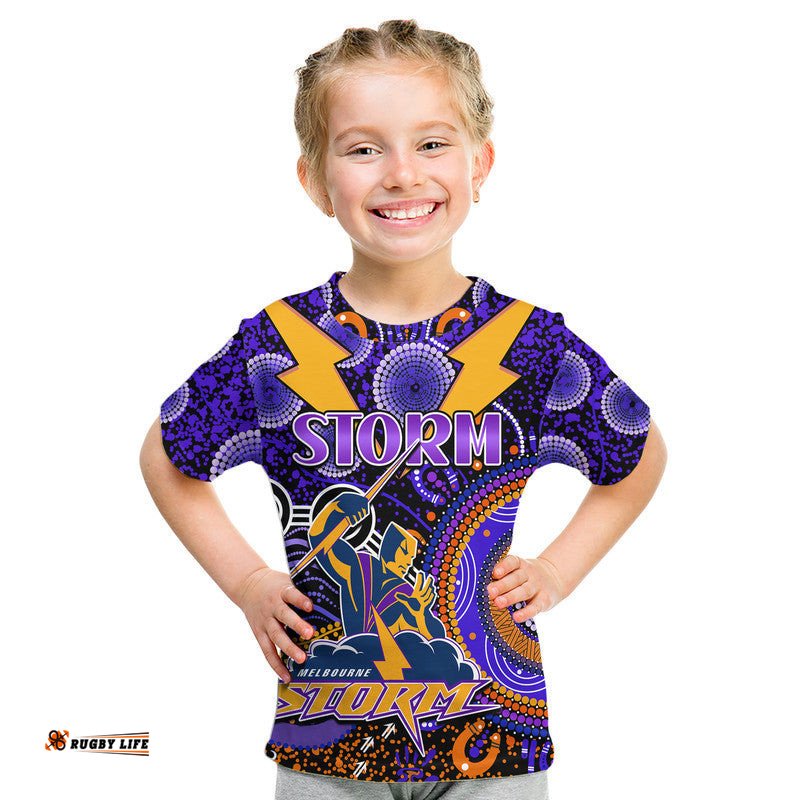 Storm Rugby Kid T Shirt Aboriginal Dots Verion