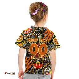 Personalised NAIDOC Week 2024 GWS Giants Kid T Shirt Australian Aboriginal Hand Painting