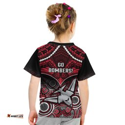 Essendon Football Kid T Shirt Bombers Aboriginal Mix Polynesian Pattern