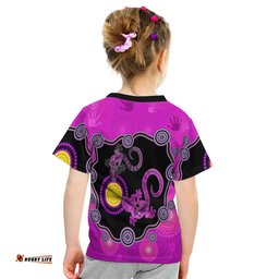 Aboriginal Lizard T Shirt KID Attracted Australia Version Purple
