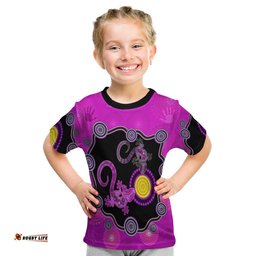 Aboriginal Lizard T Shirt KID Attracted Australia Version Purple