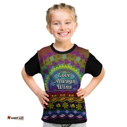 Australia LGBT History Month Kid T Shirt Love Always Wins Aboriginal