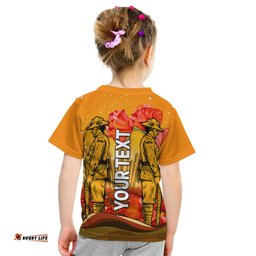Custom Personalised Aboriginal Anzac Day Kid T Shirt Soldier Poppy Vibe